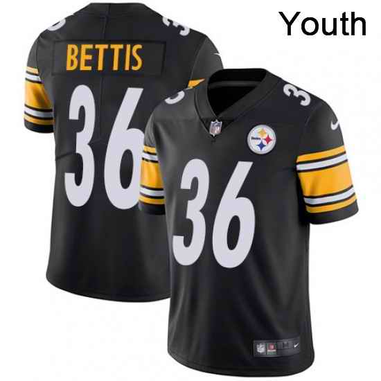 Youth Nike Pittsburgh Steelers 36 Jerome Bettis Black Team Color Vapor Untouchable Limited Player NFL Jersey